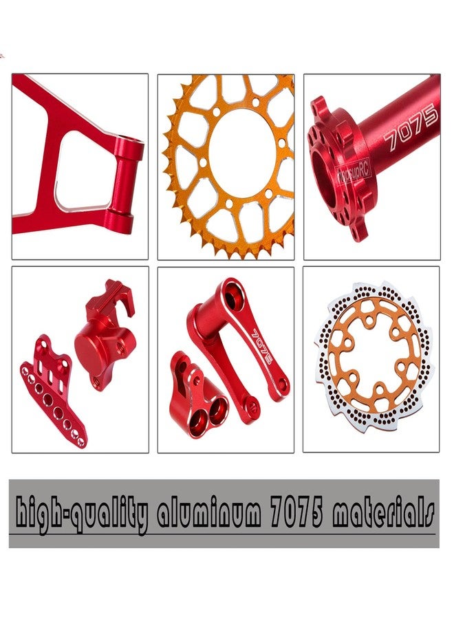 hopsupRC Roller Chain&Rear Swing Arm&Hub Chain Gears&Wheel Hub Hex&Caliper&Brake Disk&Sprocket&Chain Guard Protector&Knuckle&Pull Rod Parts for LOSI 1/4 Promoto-MX Motorcycle RTR FXR,Red with Orange - Image 5
